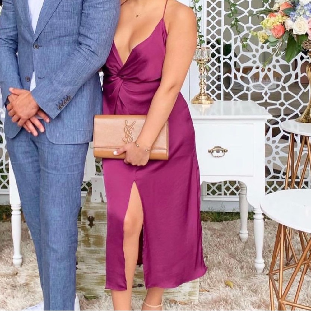 Satin Purple Midi Dress